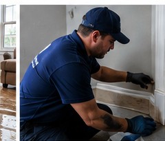 Technician checking wet materials